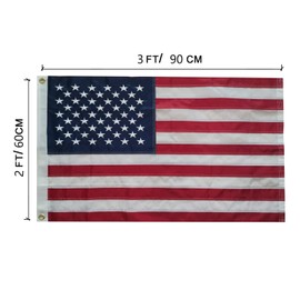 USA Flag American Flag 60 x 90 cm 2 x 3 ft - American Flag USA with Embroidered Stars Brass Eyelets 210D Nylon Material with Stitched Stripes Premium Weatherproof Flags for Outdoor and Indoor Use