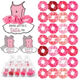 Yinkin 40 Set Ballerina Party Favors for Guests Soft Elastic Hair Ties Hair Scrunchies Ballet Tutu Funny Thank You Cards Organza Bag Dance Recital Gift for Girls Ballerina Birthday Party Decorations