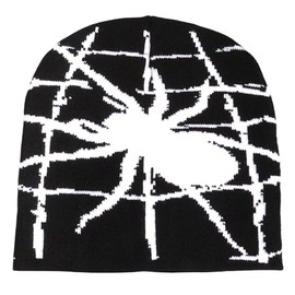2THESTARS Beanies Y2K, Graphic Beanie Y2K, Crochet Spider Design, Knitted for Warmth, Comfort and Soft Feel (Black)