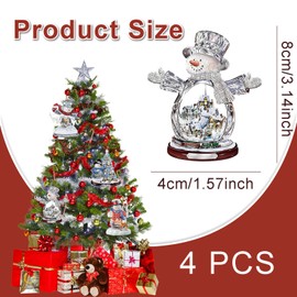 4Pcs Christmas Tree Decorations Snowman Pendant, Sparkling Acrylic Christmas Tree Hanging Ornament, Christmas Baubles Ornament for Xmas Party Decorations