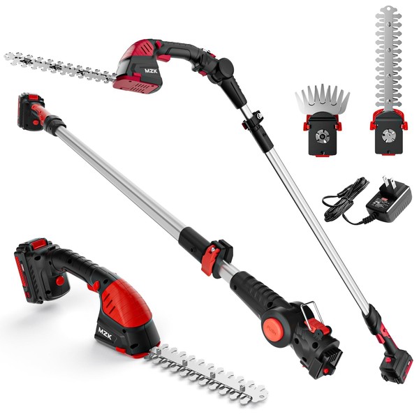 MZK 3-in-1 20V Pole Mini Hedge Trimmer & Grass Shear,