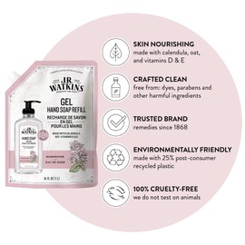 J.R. Watkins Rosewater Liquid Hand Soap Refill Pouch 1 L