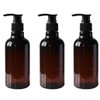 3PCS 250ML/8OZ Brown Refillable Empty PET Plastic Pump Bottles with