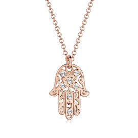 Elli Women's Hamsa Hand Pendant Necklace with Crystals in 925 Sterling Silver, Sterling Silver, Crystal