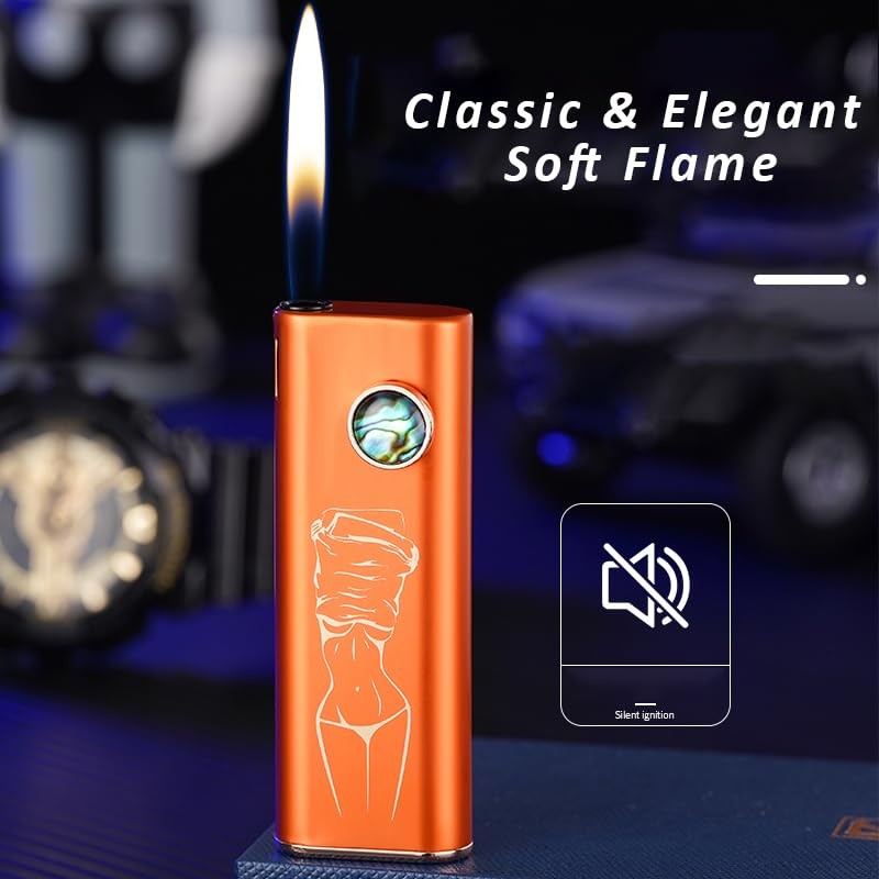 Lighters Slim Soft Flame Lighter Vintage Butane Refillable Retro Traditional