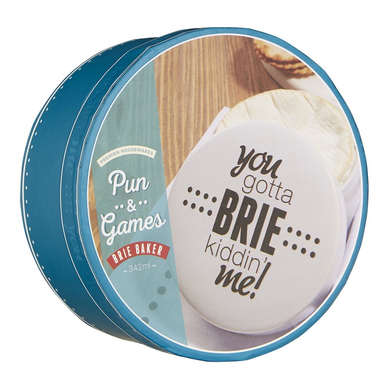 Premier Housewares Pun and Games Cheese Baker, Stoneware, White, 13