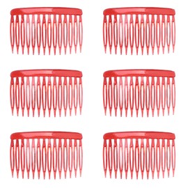 Ruwado 6 Pcs 14 Teeth Hair Side Comb Twist Small French Vintage Style Hair Clips Pins Accessories Supplies for Women Girls Bridal Wedding Veil Fine Long Curly Hair (Red)