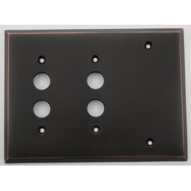 Oil Rubbed Bronze 3 Gang Wall Plate - 2 Push Button Switches 1 Blank