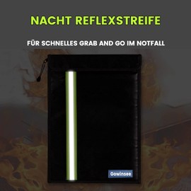 Gowinsee Verbessert 2 Stck Feuerfeste und wasserdichte Tasche(38x28.5cm, 20x13.5cm) Mehrschichtig Glasfasermaterial, Feuersichere wasserdichte Aktentasche fr A4 Dokumente, Passport Bankdatei Geld Wertsachen