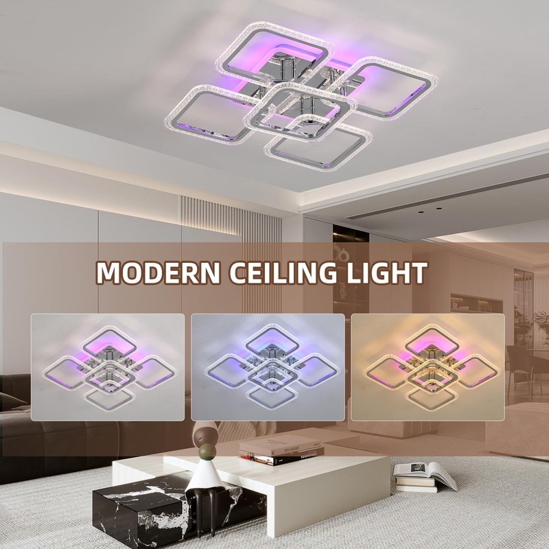 ZAITINZ Modern LED Ceiling Lights,80W Flush Mount Ceiling Light with