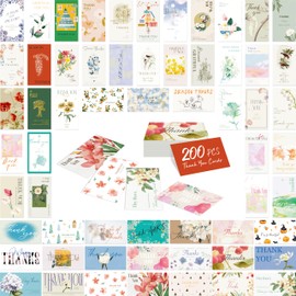 Gethelud 200 PCS Thank You Cards, 60 Delicate Designs For All Occasions, Small Thank You Cards for Business Gifts, Parties, Weddings, and Any Occasion (2” x 3.5”)