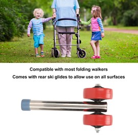 Fockety 1 Pair Walker Wheel, Sturdy Stainless Steel Walker Wheel Kit, Easily to Install Non Swivel Replacement Universal Walker Wheel with 6 Levels Height Adjustable for Most Walkers