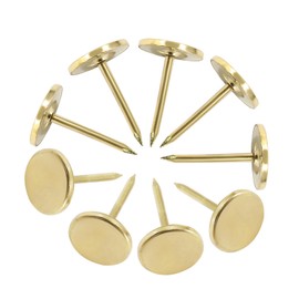 PHITUODA 100 PCS 11mm x 17mm Gold Flat Head Thumb Tacks, Upholstery Tacks Pushpin for Furniture Decor
