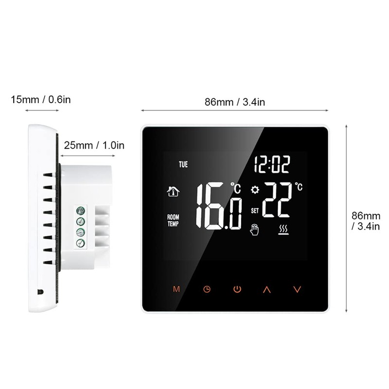 Kavolet Digital Thermostat 16A for Electric Heating, Room Thermostat Smart