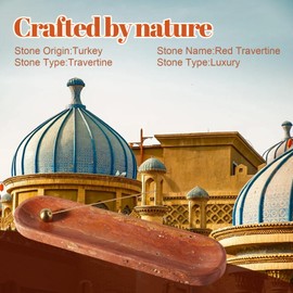 Koville Red Travertine Incense Holder, Incense Holder for Sticks-Natural Stone Incense Burner Ash Catcher for Meditation Yoga SPA, Balsam Fir/Palo Santo/Sage/Cone Incense Burner, Home Table Decor