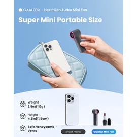 Gaiatop Mini Portable Handheld Fan, 4000mAh [15h Max Runtime] Personal Turbo Fans Pocket Size, High Speed 1-100 Adjustable Small Hand Fan, Outdoor Travel Concert Essentials, Gifts for Women Men, Gray