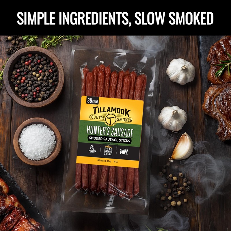 Tillamook Country Smoker Smoked Sausage, Hunter's Sausage, 16 Ounce (36