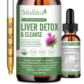 Liver Health & Lymphatic Drainage Drops -Support Liver Cleanse Detox & Repair with Artichoke Milk Thistle Silymarin Extract, Dandelion,Turmeric, Berberine to Renew w/21 Potent Herb-Nutrients-60ml