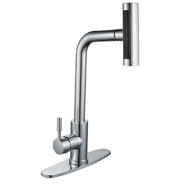Kitchen Faucet Pull Down 4 Modes(Sweep/Stream/Waterfall/Rainfall) Chrome Kitchen Faucets Pull Out Sprary High Arc Single Handle 360° Swivel SUS304 Stainless Steel Modern 1-3 Hole with Cover Plate
