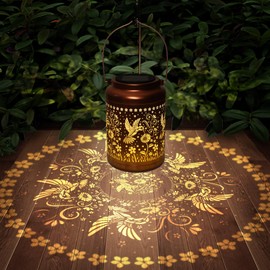 Solar Lanterns Outdoor Garden Decor- Solar Lights Waterproof Hummingbird Decorative Gifts for Women Mom Grandma Hanging Metal Lights Gardening Gift for Outside for Yard, Patio, Backyard, Farm