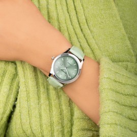 Sekonda Taylor Ladies 34mm Quartz Watch in Green with Analogue Date Display, and Green Leather Strap 40549