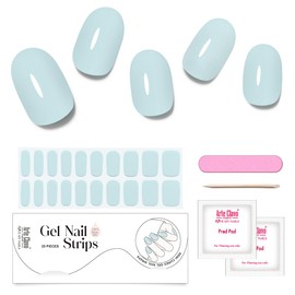 Arte Clavo Semi Cured Gel Nail Strips, 20 Pcs Gel Nail Stickers with UV Light Required, Salon Quality, Long Lasting, Easy Apply and Remove (Light Turquoise)