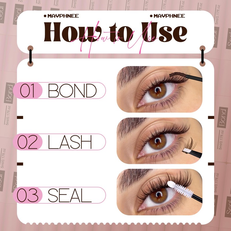 Mavphnee Lash Bond and Seal Brown Lash Glue Strong Hold