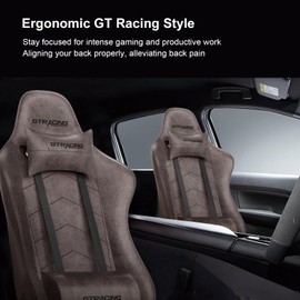 GTRACING Gaming Chair with Footrest Big and Tall Office Executive Chair Heavy Duty Adjustable Recliner with Headrest Lumbar Support Cushion Desk Chair (Brown)