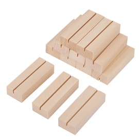 SAVITA 12 Pcs Wood Place Card Holders, Wooden Postcard Holder Acrylic Sign Stand for Party Decoration Location Small Table Menu Cards Holders Photo Display Stand