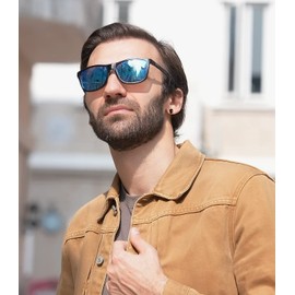 GREENTREEN Cycling Glasses, Polarised Sports Sunglasses for Men, Polarized Cycling Sunglasses UV400 Protection, Superlight Frame Glasses for Skiing Running Driving Fishing Hiking