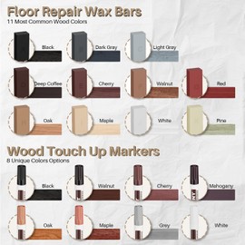 Hardwood Floor Repair Kit with Heat Pen, Laminate Vinyl Floor Repair Kit, 11 Colors Linoleum Floor Hard Wax Furniture Touch Up Marker Pen Scratches Repair Remover for Cracks,Holes,Door,Table,Cabinet