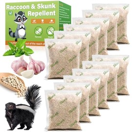 12 Pack Natural Skunk Repellent, Peppermint Oil Skunk Raccoon Repellent for Outdoor Yard Garden Patio House | Long-Lasting Protection | Safe for Dogs and Children