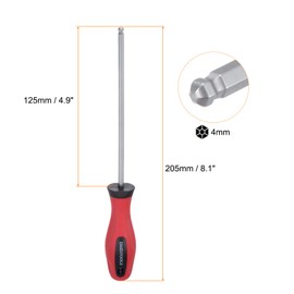 sourcing map Ball Head Hex Screwdriver 4mm x 125mm Magnetic Ball End Hexagonal Precision Screw Driver Hex Design Wrench