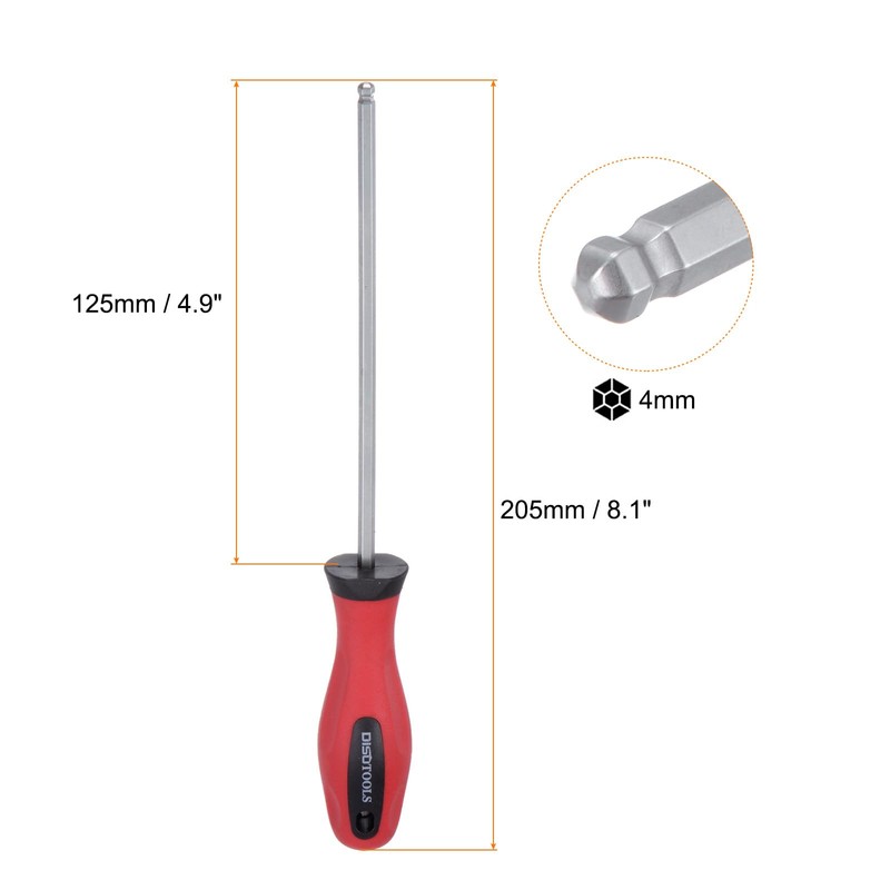 sourcing map Ball Head Hex Screwdriver 4mm x 125mm Magnetic