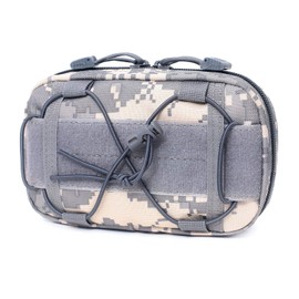Tactical Molle Horizontal Admin Pouch Compact 1000D Utility EDC Tool Bag with Shoulder Strap (ACU)