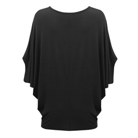 MBJ WT1073 Womens Scoop Neck Half Sleeve Batwing Dolman Top L Black