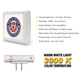 Plug in Dimmable LED Night Light with Dusk to Dawn Auto Sensor, Adjustable Brightness, Warm Light, Auto On-Off Nightlight for Bathroom, Hallway, Nursery, Bedrooms - Home of The Free