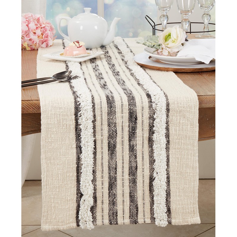 Textured Charm Tufted Stripe Table Runner
