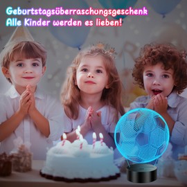 Polemera Polemera Fussball Geschenke Jungen M?dchen, Fu?ball Lampe fr Kinder Jungs, 3D Nachtlicht mit 16 Farben ?ndern durch Fernbedienung, Geburtstagsgeschenk junge 6 7 8 9 10 jahre, Ostergeschenke kinder