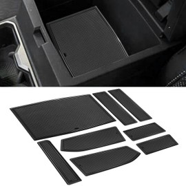 SENSHINE for Toyota Tacoma 2024 2025 2026 4th Gen Double Cab Cup Holder Insert Liner Center Console Door Pocket Mats Anti Slip Cup Holder Coaster Protector Pad 14Pcs Set, Black Trim