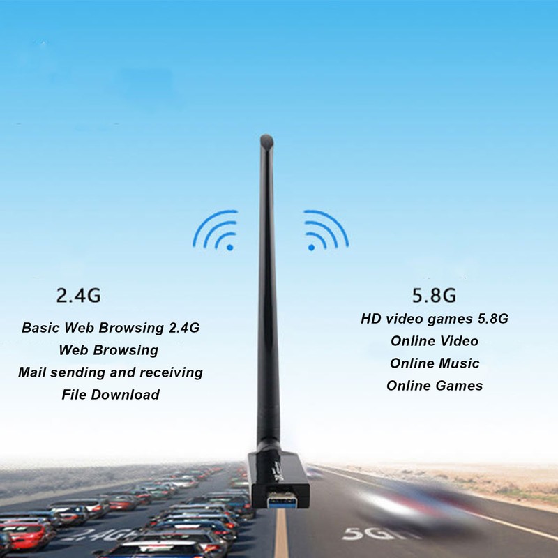 Wireless Network Card W50L 5DB RTL8812AU 1200M Dual Band USB