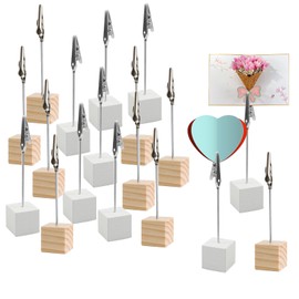 Niaciswe Photo Holder Clip Pack of 20 Wooden Photo Holder with Clips Memo Clip Photo Holder Wooden Photo Stand Holder Stand Note Holder Photo Holder with Clips for Wedding