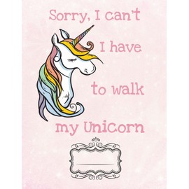 Walking My Unicorn Composition Notebook: Journal for School Teachers Students Offices - Dotted Grid, 200 Pages (7.44" x 9.69")