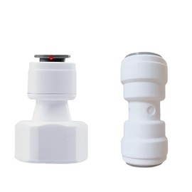 Set of 2 Fitting 1/2 Inch Adapter for Water Filter - 1/2 Inch Female Thread to 3/8 Inch + 1/2 Inch Quick Coupling | Lightweight Construction Compatible with Reverse Osmosis Systems, Household Water