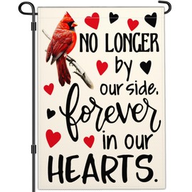 JZYIZYU Cardinal Memorial Garden Flag Forever in Our Hearts Memorial Day Yard Garden Flags for Outside 12x18 Double Sided Outdoor Cemetery Decorations for Grave