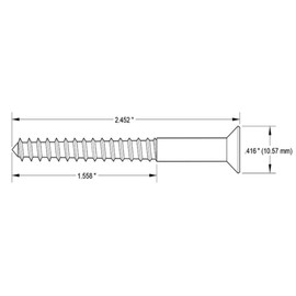 Deltana SCWB1225 2-1/2" #12 Solid Brass Wood Screw, Polished Brass