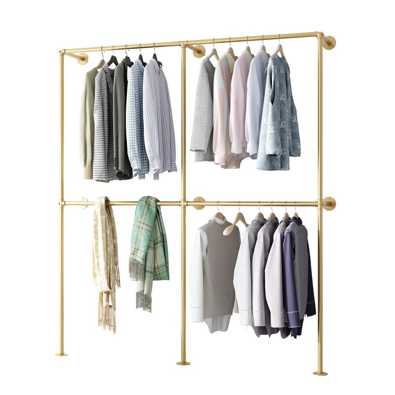 IronJiaZu Gold Wall Clothing Rack Wall Mount clothes Rack,Heavy Duty