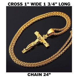 Unbranded Men's 18K Gold Plated Stainless Steel Cross Charm Pendant For Chain Necklace