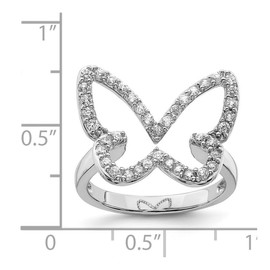 JewelryWeb 925 Sterling Silver Solid Polished CZ Simulated Diamond Butterfly Angel Wings Ring Size 6 Band Style-Ring for Women