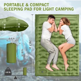 OUTTPLY Sleeping Pad for Camping, 6" Extra Thick Camping Mat with Pillow Built-in Foot Pump, Ultra Comfortable Inflatable Sleeping Mat for Backpacking, Hiking, Camp Tent - Enjoy a Comfy Sleep